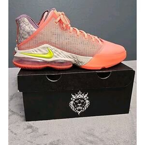 Nike Lebron 19 XIX Men's 11.5 Shoes Crimson Bliss / Atomic Green DQ8344-600, EUC